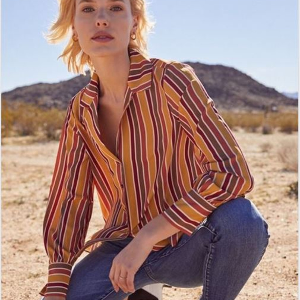 Velvet Heart - Striped Blouse in Mustard Multi NWT